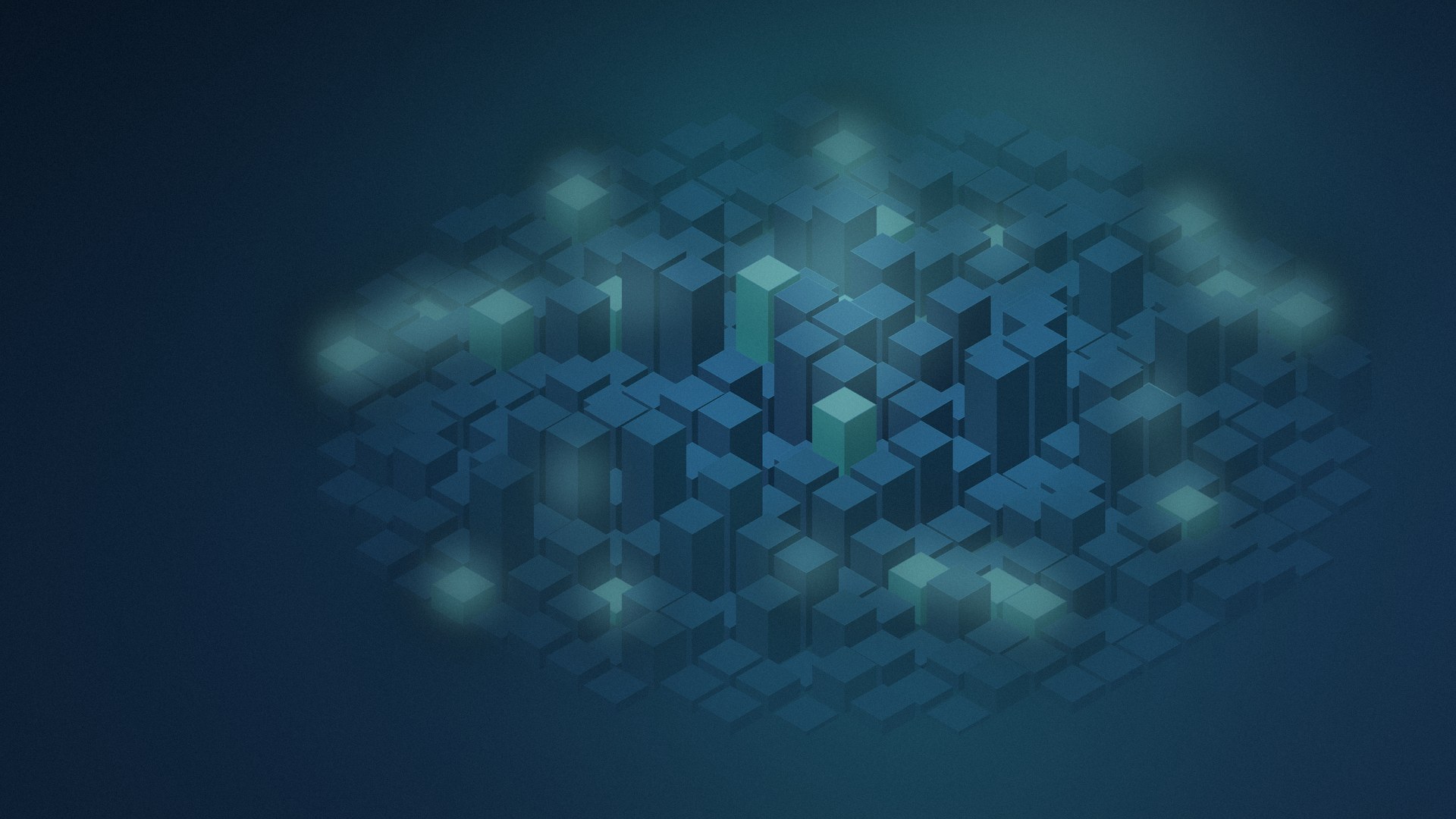 Abstract illustration of a glowing digital city grid